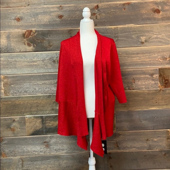 Simply Emma Red Angled Rib Cardigan Sz 